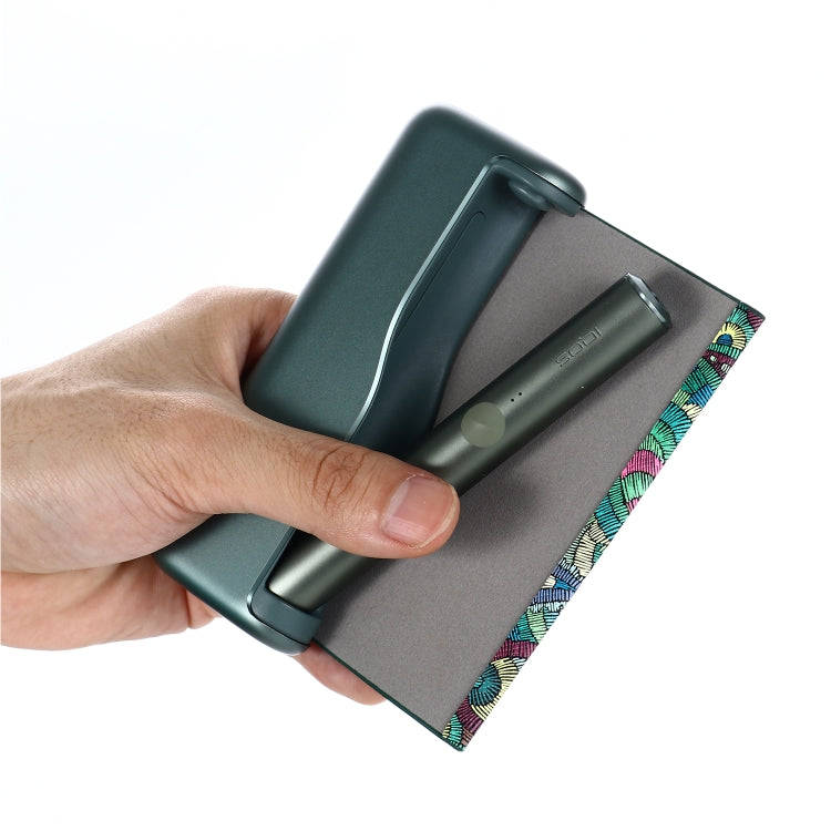 For IQOS ILUMA Prime PU Leather Electronic Cigarette Protective Case(Waist Flower Green)