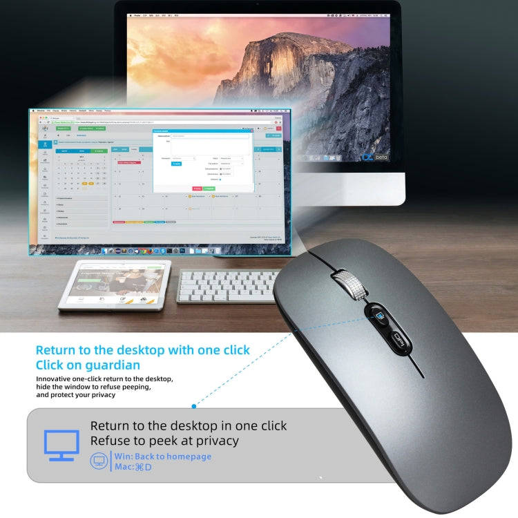 HXSJ M103 1600DPI Dual Mode 2.4GHz + Bluetooth 5.1 Wireless Rechargeable Mouse(Grey)