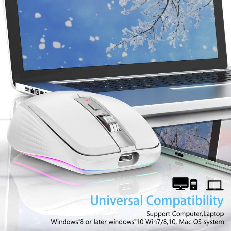 HXSJ M303 2400DPI Dual Mode 2.4GHz + Bluetooth 5.1 Wireless Mouse(White)