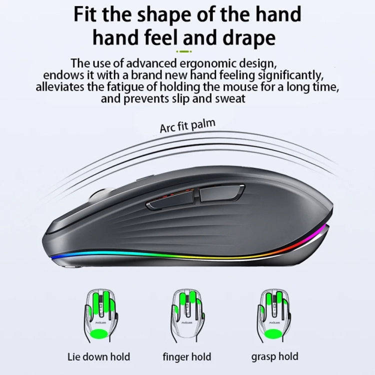 HXSJ M303 2400DPI Dual Mode 2.4GHz + Bluetooth 5.1 Wireless Mouse(Pink)