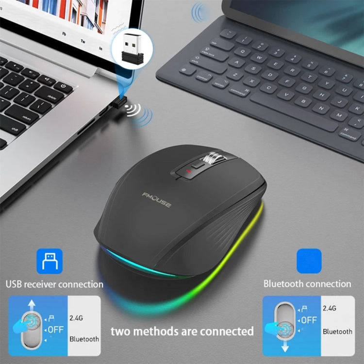 HXSJ M303 2400DPI Dual Mode 2.4GHz + Bluetooth 5.1 Wireless Mouse(White)