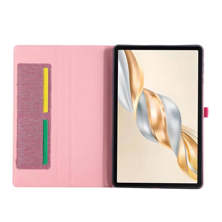 For Honor Pad X9a Fabric Texture Horizontal Flip Leather Tablet Case(Rose Red)