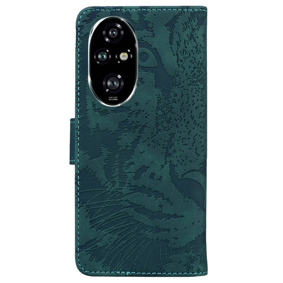 For Honor 200 Pro Tiger Embossing Pattern Flip Leather Phone Case(Green)