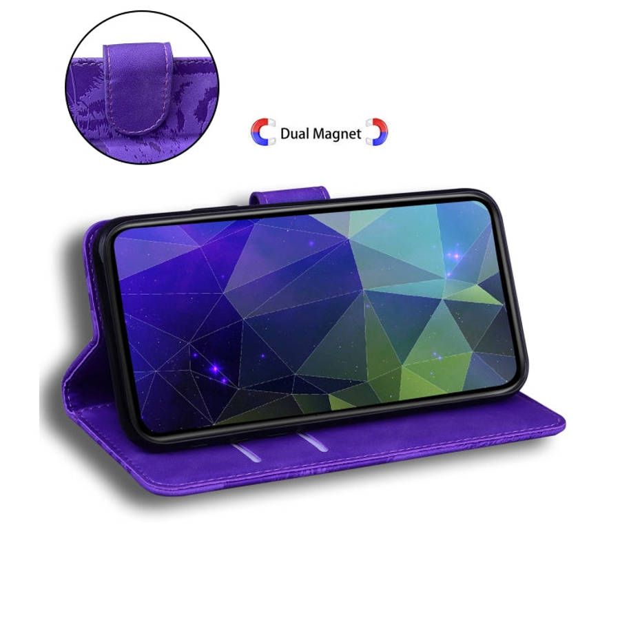 For Honor 200 Pro Tiger Embossing Pattern Flip Leather Phone Case(Purple)