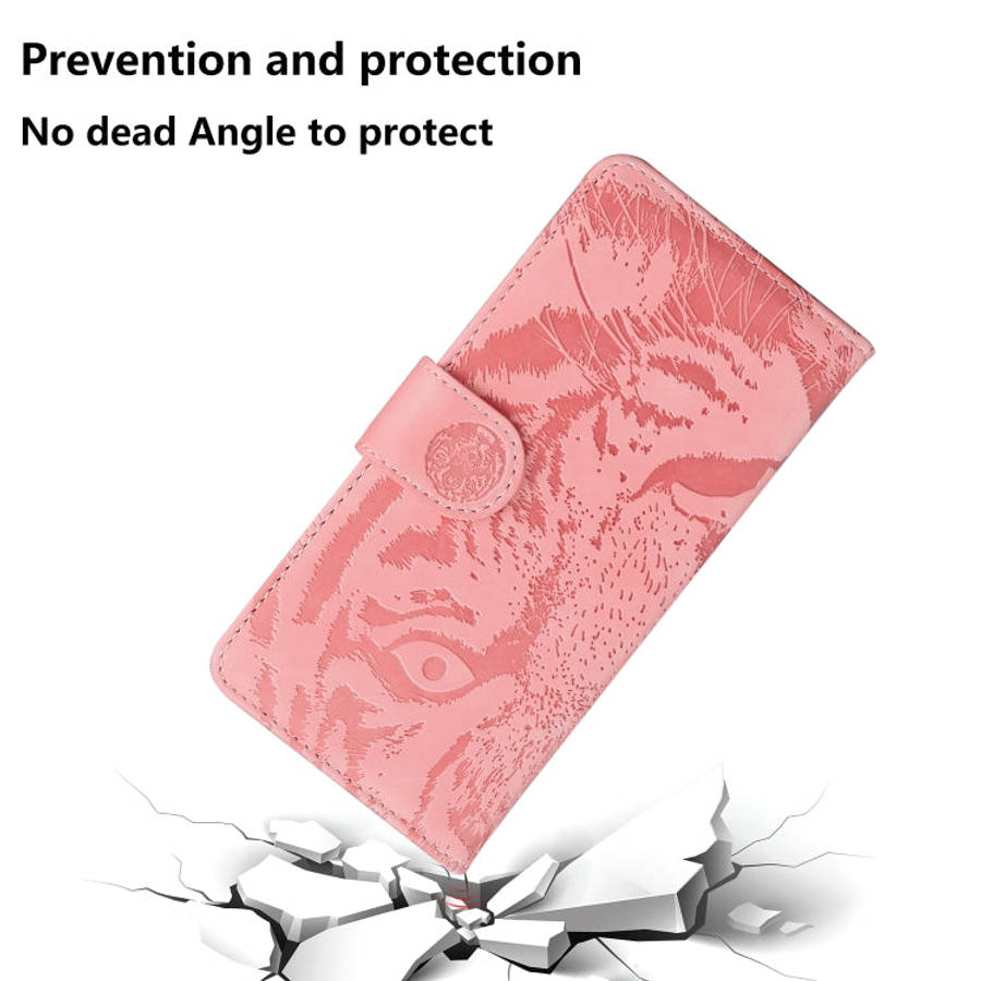 For Honor 200 Pro Tiger Embossing Pattern Flip Leather Phone Case(Pink)