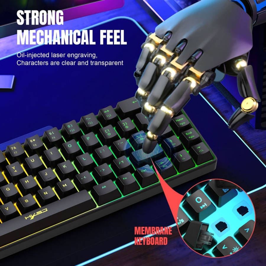 HXSJ V200 Wired RGB Backlit Mechanical Keyboard 68 Key Caps, Cable Length: 1.7m(Black)