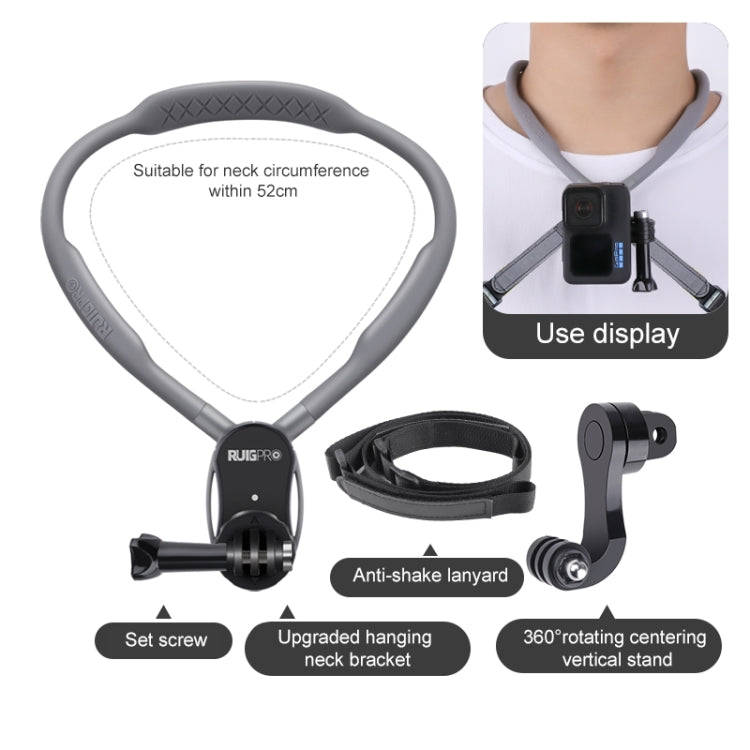 RUIGPRO Lazy Neck Bracket POV View Mount With J-Hook Buckle