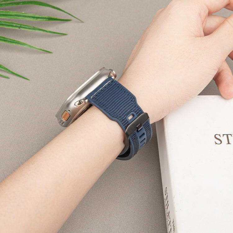 For Apple Watch Series 9 45mm Hybrid Braid Nylon Silicone Watch Band(Grey)