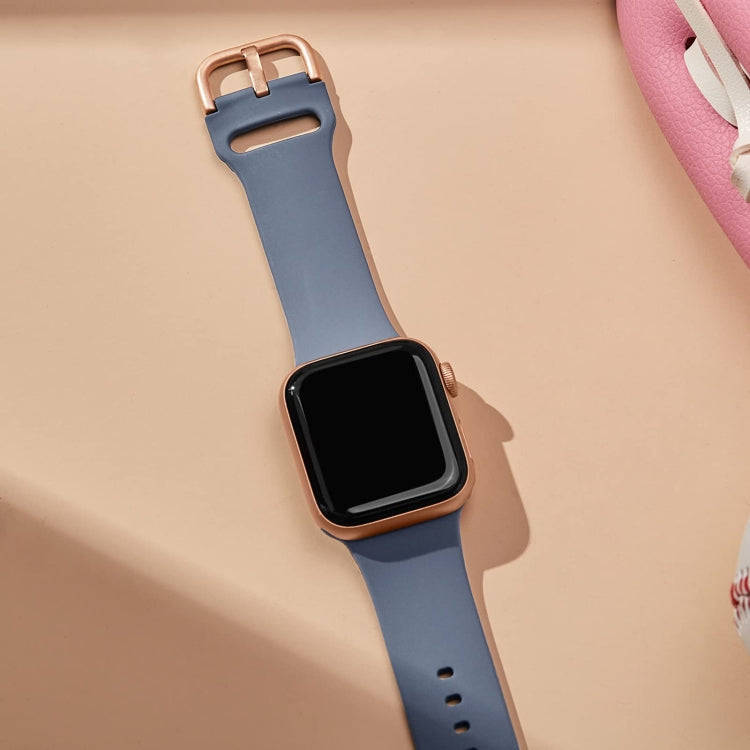 For Apple Watch Series 7 45mm Pin Buckle Silicone Watch Band(Blue Grey)