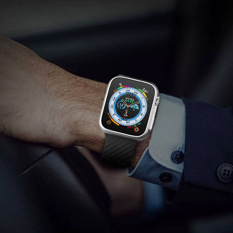 For Apple Watch 9 45mm Carbon Fiber Pattern Magnetic Buckle Silicone Watch Band(Blue)