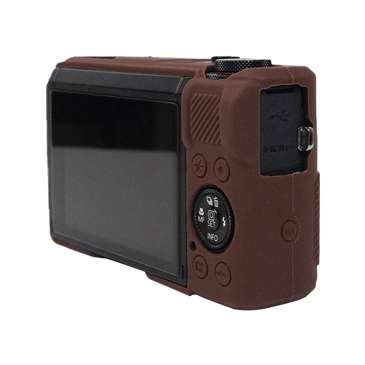 For Canon PowerShot G7 X Mark III / G7X3 Soft Silicone Protective Case with Lens Cover(Coffee)