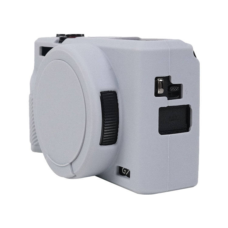 For Canon PowerShot G7 X Mark III / G7X3 Soft Silicone Protective Case with Lens Cover(Grey)