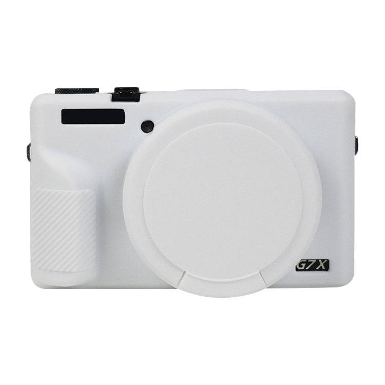 For Canon PowerShot G7 X Mark III / G7X3 Soft Silicone Protective Case with Lens Cover(White)