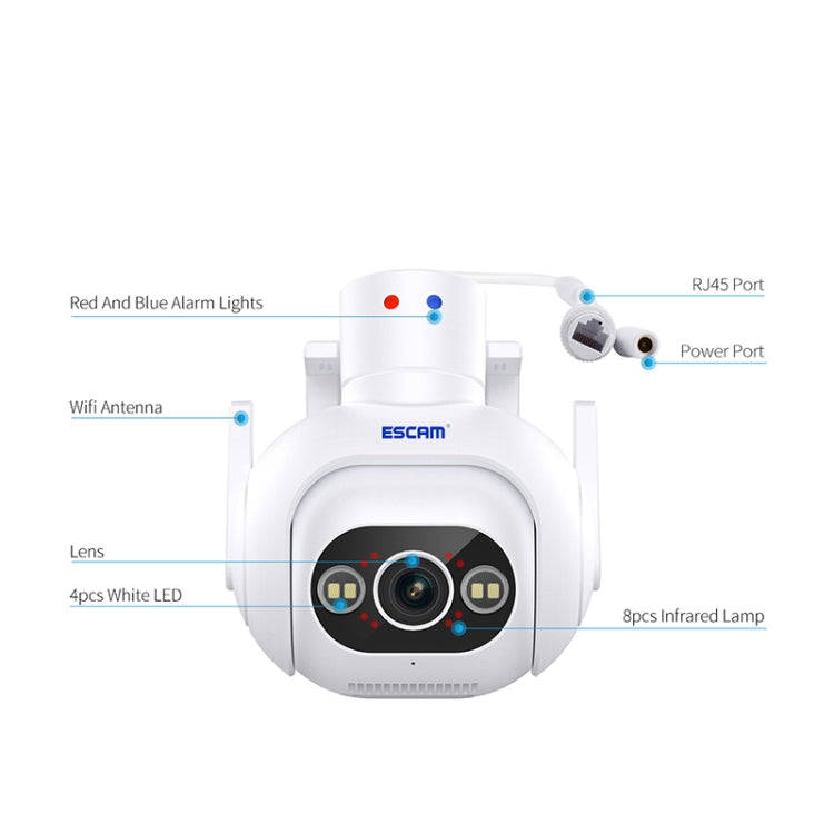 ESCAM PT304 HD 4MP Humanoid Detection Tracking WiFi Connection Sound Alarm Intelligent Night Visi...
