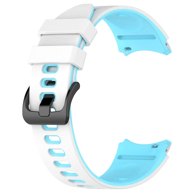 For Samsung Galaxy Watch 6 Sports Two Color Silicone Watch Band(White+Sky Blue)