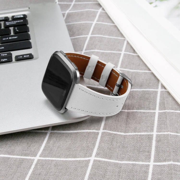 For Fitbit Versa 2 / Fitbit Versa / Fitbit Versa Lite Leather Watch Band with Round Tail Buckle(W...
