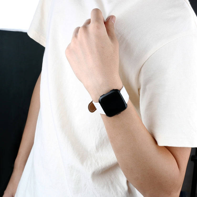 For Fitbit Versa 2 / Fitbit Versa / Fitbit Versa Lite Leather Watch Band with Round Tail Buckle(W...