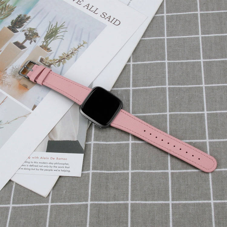 For Fitbit Versa 2 / Fitbit Versa / Fitbit Versa Lite Leather Watch Band with Round Tail Buckle(P...