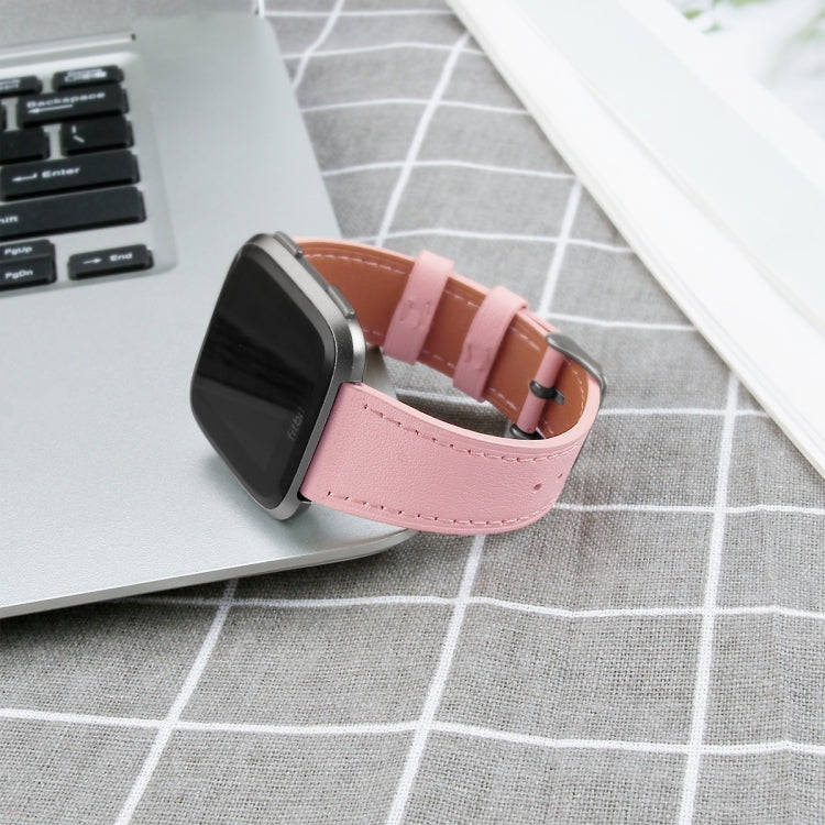 For Fitbit Versa 2 / Fitbit Versa / Fitbit Versa Lite Leather Watch Band with Round Tail Buckle(P...
