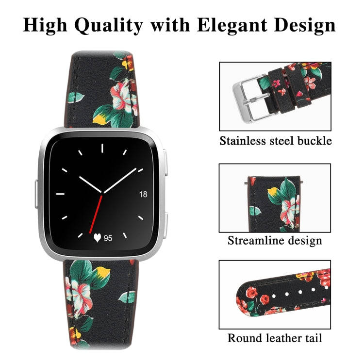 For Fitbit Versa 2 / Fitbit Versa / Fitbit Versa Lite Leather Watch Band with Round Tail Buckle(B...