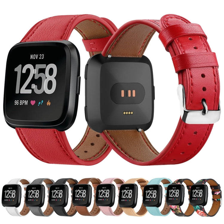 For Fitbit Versa 2 / Fitbit Versa / Fitbit Versa Lite Leather Watch Band with Round Tail Buckle(W...