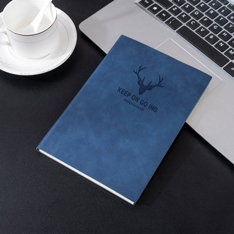 A5 Business Leather Notebook Conference Office Notepad Student Notebook 200 Pages x 1(Blue)