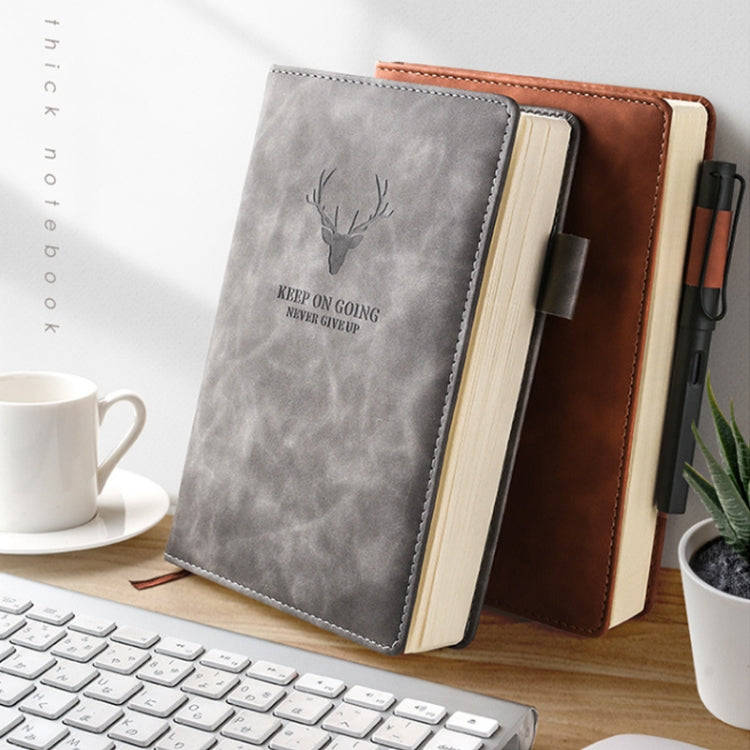 A5 Business Leather Notebook Conference Office Notepad Student Notebook 200 Pages x 1(Black)
