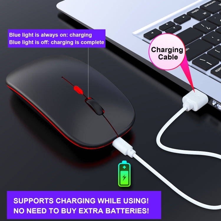 HXSJ M40 2.4GHZ 800,1200,1600dpi Third Gear Adjustment Colorful Wireless Mouse USB Rechargeable(B...