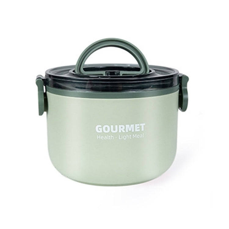 Single-Layer 1000ml 304 Stainless Steel Insulated Bowl Student Plastic Shell Lunch Box(Green)