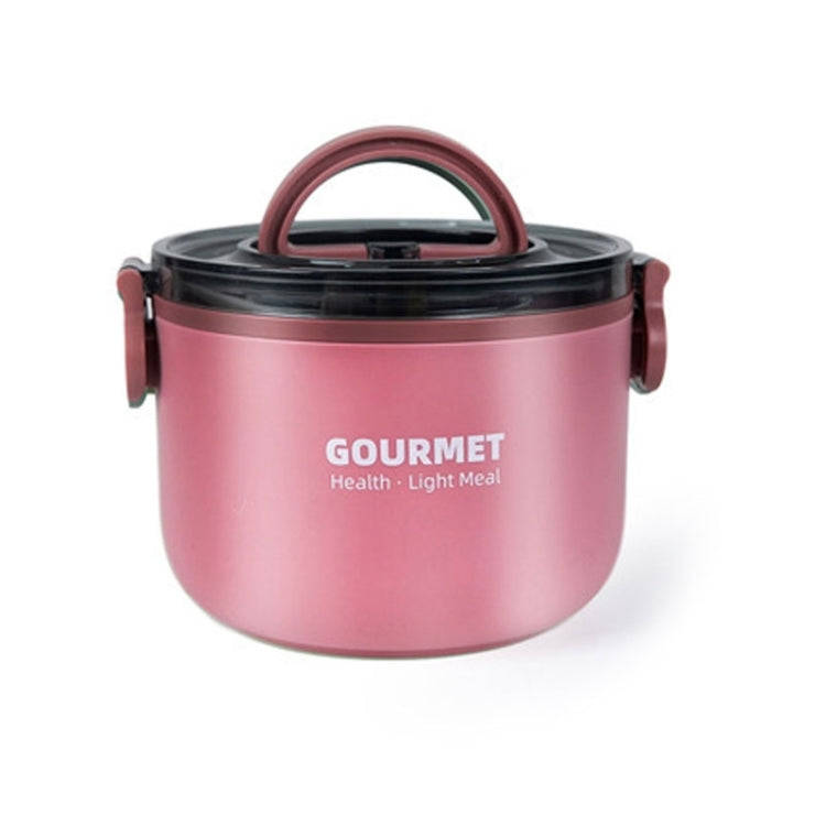 Single-Layer 1000ml 304 Stainless Steel Insulated Bowl Student Plastic Shell Lunch Box(Red)