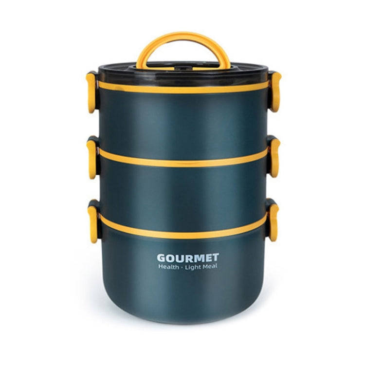 Tri-Layer 2200ml 304 Stainless Steel Insulated Bowl Student Plastic Shell Lunch Box(Blue)