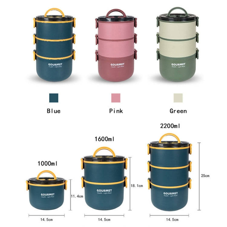 Single-Layer 1000ml 304 Stainless Steel Insulated Bowl Student Plastic Shell Lunch Box(Green)
