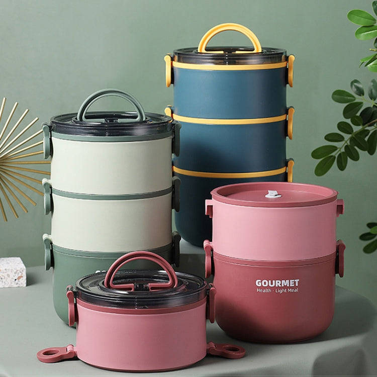 Single-Layer 1000ml 304 Stainless Steel Insulated Bowl Student Plastic Shell Lunch Box(Green)