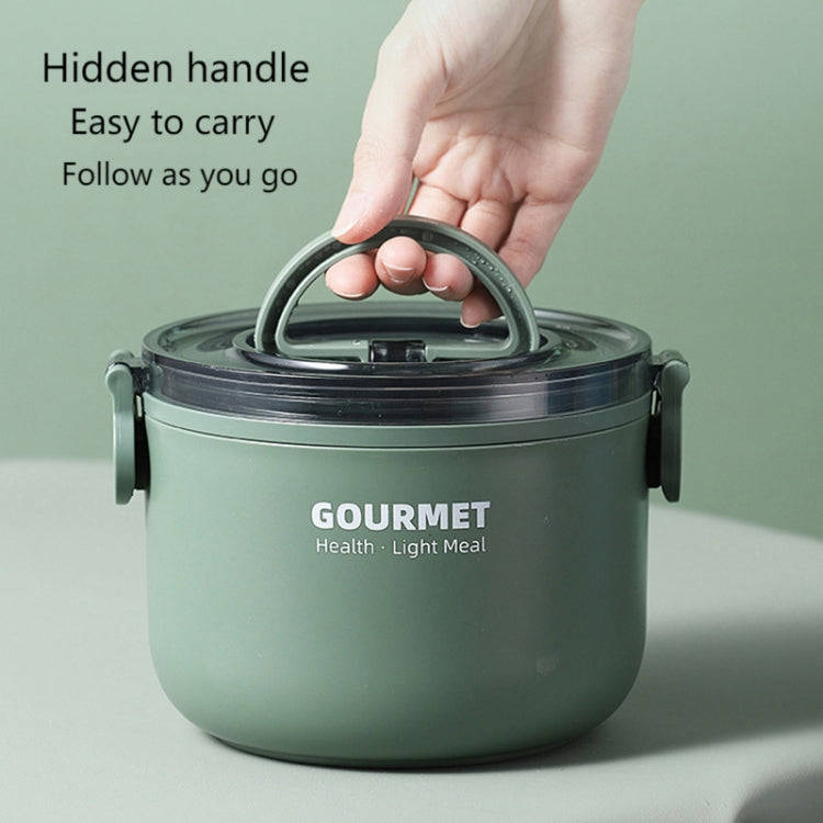 Dual-Layer 1600ml 304 Stainless Steel Insulated Bowl Student Plastic Shell Lunch Box(Green)