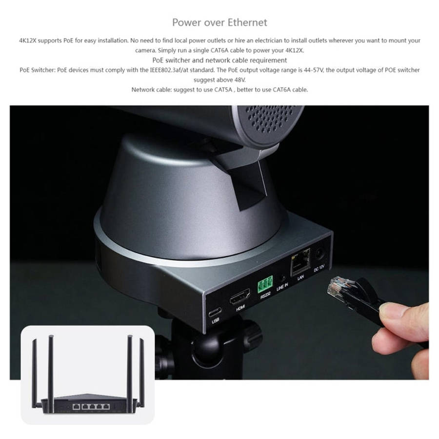 FEELWORLD 4K12X 4K PTZ Camera 12X Optical Zoom AI Tracking HDMI USB IP Remote Control(EU Plug)