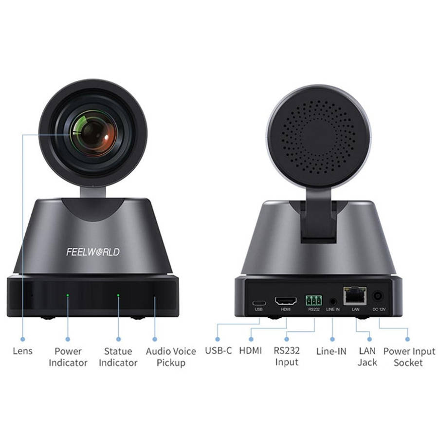 FEELWORLD 4K12X 4K PTZ Camera 12X Optical Zoom AI Tracking HDMI USB IP Remote Control(EU Plug)