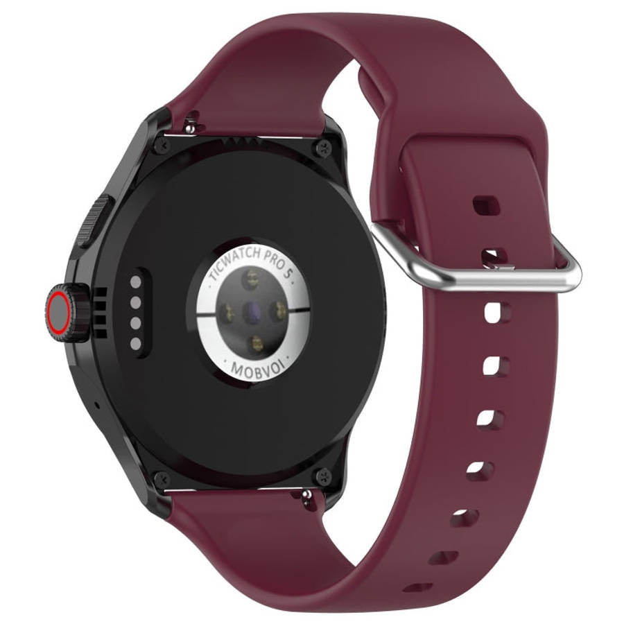 24mm Universal Small Waist Silicone Watch Band(Wine Red)