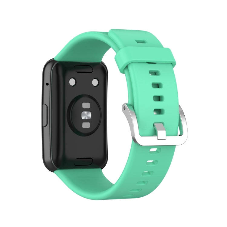 For Huawei Watch Fit Special Edition Silicone Silver Steel Buckle Watch Band(Blue Green)