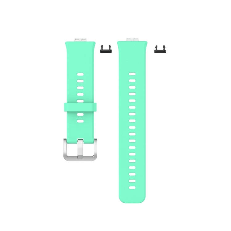 For Huawei Watch Fit Special Edition Silicone Silver Steel Buckle Watch Band(Blue Green)
