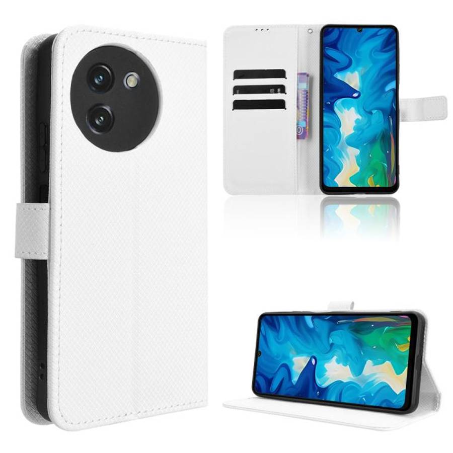 For Doogee Note 59 / Note 59 Pro Diamond Texture Leather Phone Case(White)