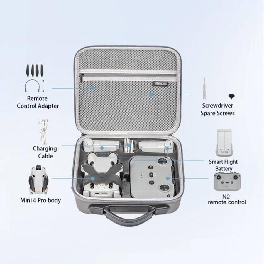 For DJI Mini 4 Pro / RC with Screen Standard STARTRC Shoulder Storage Bag PU Handbag(Grey)
