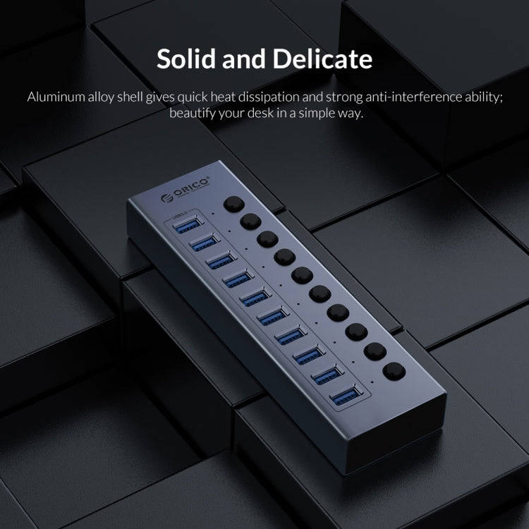 ORICO BT2U3-10AB-GY-BP 10 Ports USB 3.0 HUB with Individual Switches(AU Plug)