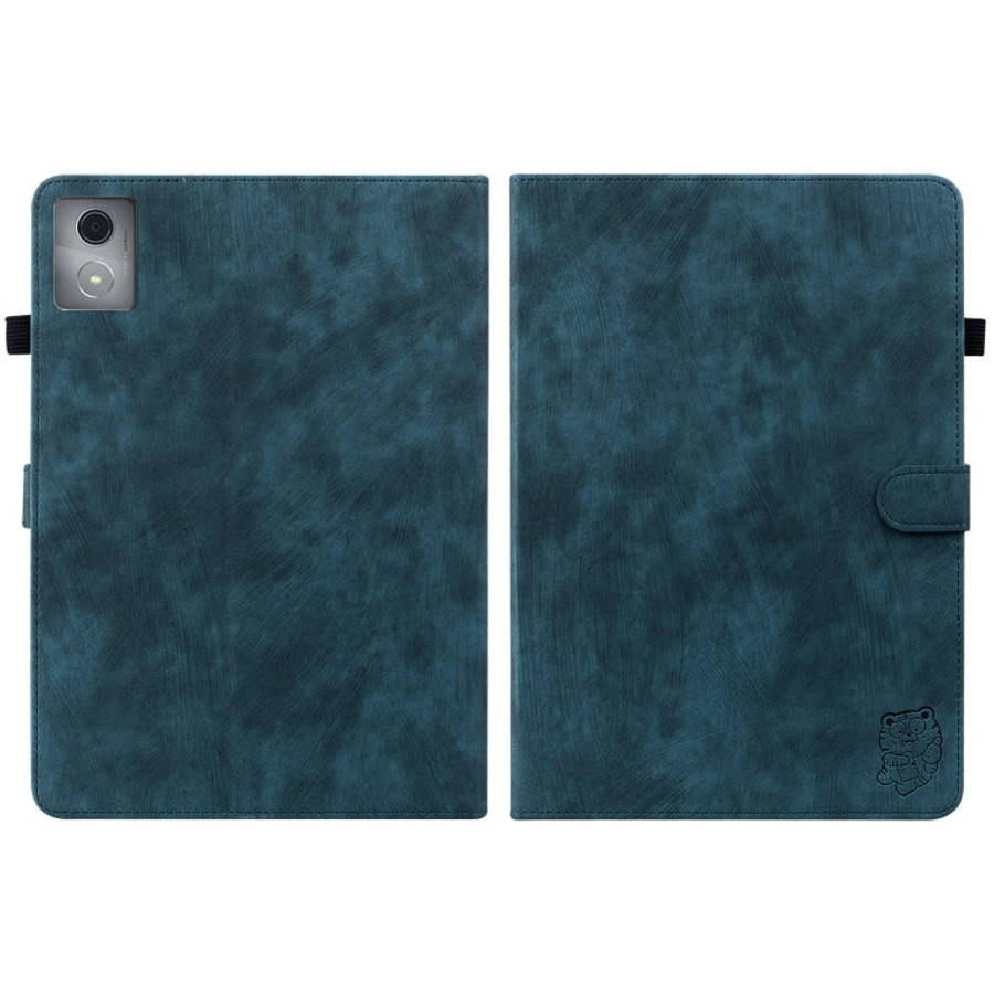 For Lenovo Tab K11 Plus Tiger Pattern Flip Leather Tablet Case(Dark Blue)