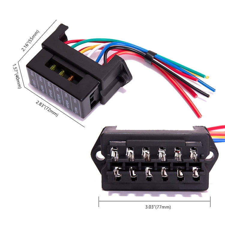 6 Ways 2 In 6 Out Fuse Box Fuse Panel Holder with Fuse