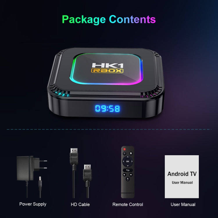 HK1 RBOX K8 8K Android 13.0 Smart TV Box with Remote Control, 4GB+32GB, RK3528 Quad-Core(AU Plug)