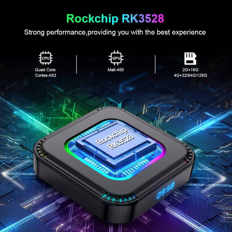 HK1 RBOX K8 8K Android 13.0 Smart TV Box with Remote Control, 4GB+32GB, RK3528 Quad-Core(AU Plug)
