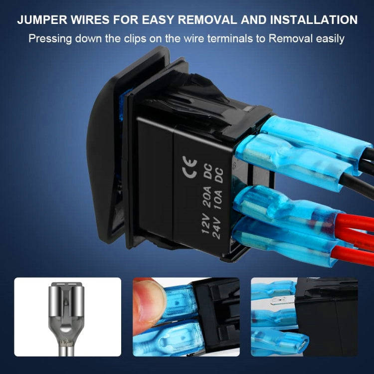 6pcs / Set Car Marine 5 Pin Rocker Switch Jumper Wire kit with Male & Female Terminals