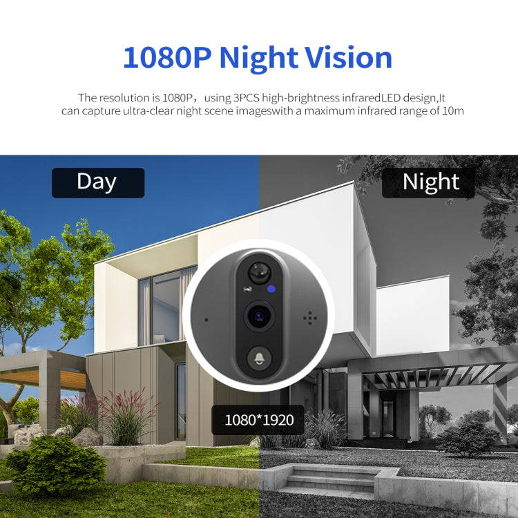 ESCAM C85 1080P 4.3 inch Smart WIFI Digital Door Viewer Supports Wide-Angle PIR & Night Vision & ...