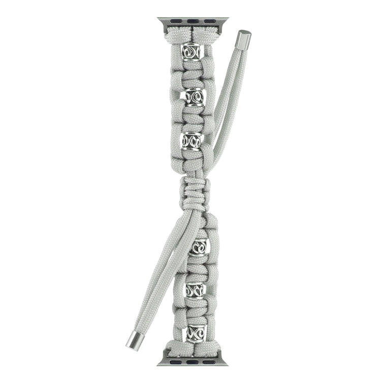 For Apple Watch Series 2 38mm Silk Silver Beads Braided Watch Band(Grey)