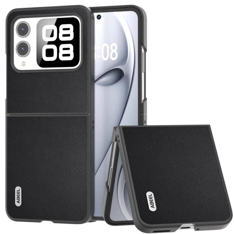 For Huawei nova Flip ABEEL Genuine Leather Elegant Black Edge Phone Case(Black)